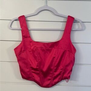 Women’s Fuchsia Satin Crop Tank Top - Unbranded